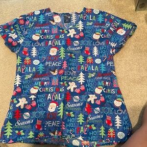 Printed scrub top